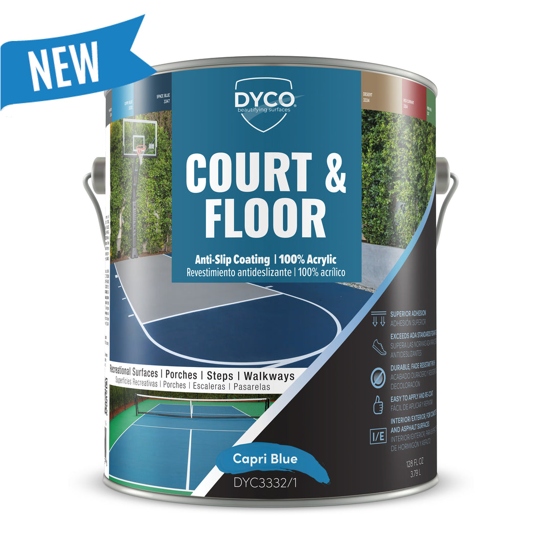 DYCO Court & Floor Anti-Slip Coating - Slip-Resistant Pavement, Cement & Concrete Paint for Pickleball, Tennis & Basketball Courts, Exceeds ADA Standards for Safety Areas