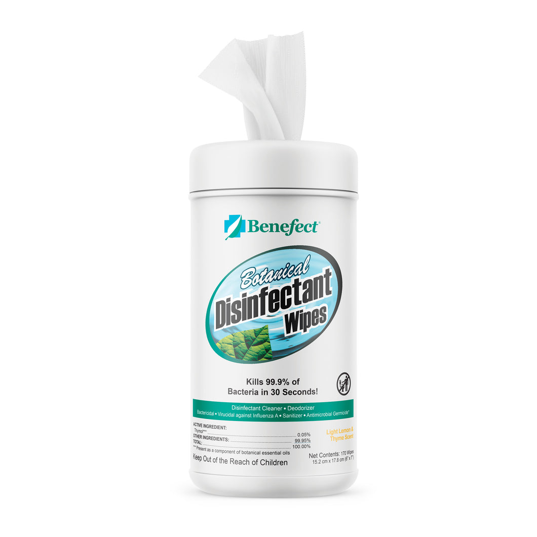 Benefect Botanical Disinfecting Wipes -  Natural, No Residue - Antibacterial Disinfectant, Multi-Surface Cleaning and Sanitizing Wipes