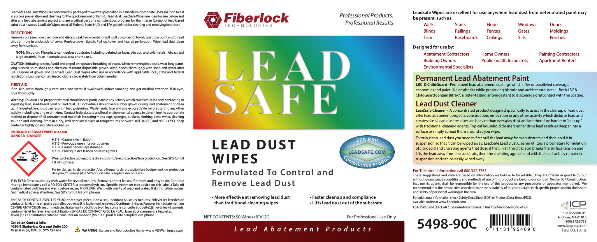 Fiberlock TSP LeadSafe Lead Wipes